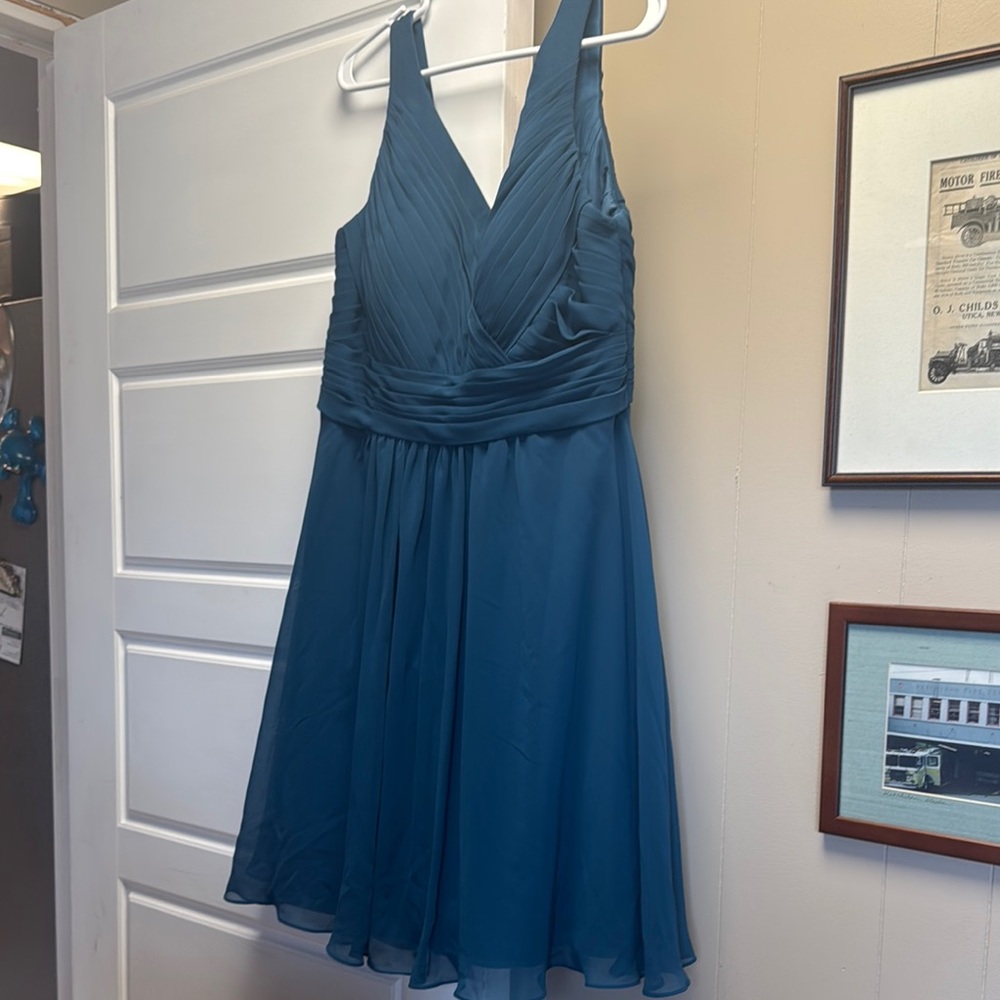 Azazie Teal Sleeveless Dress